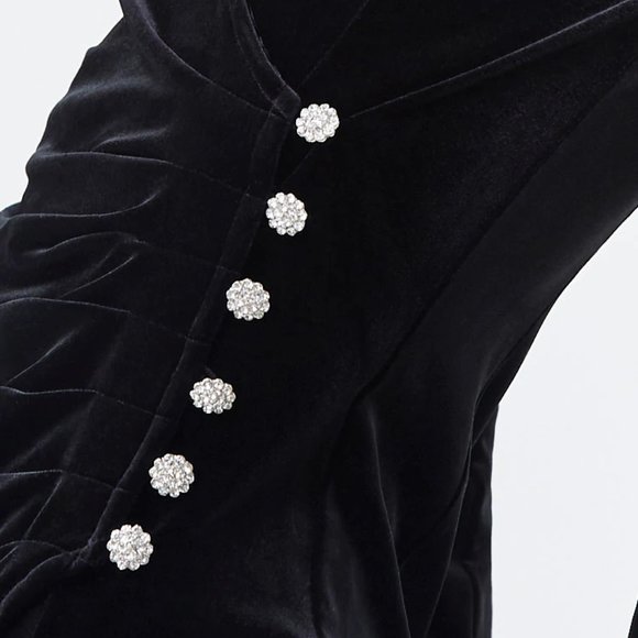 Forever 21 Womens Velvet Surplice Mini Dress Black - Picture 5 of 5